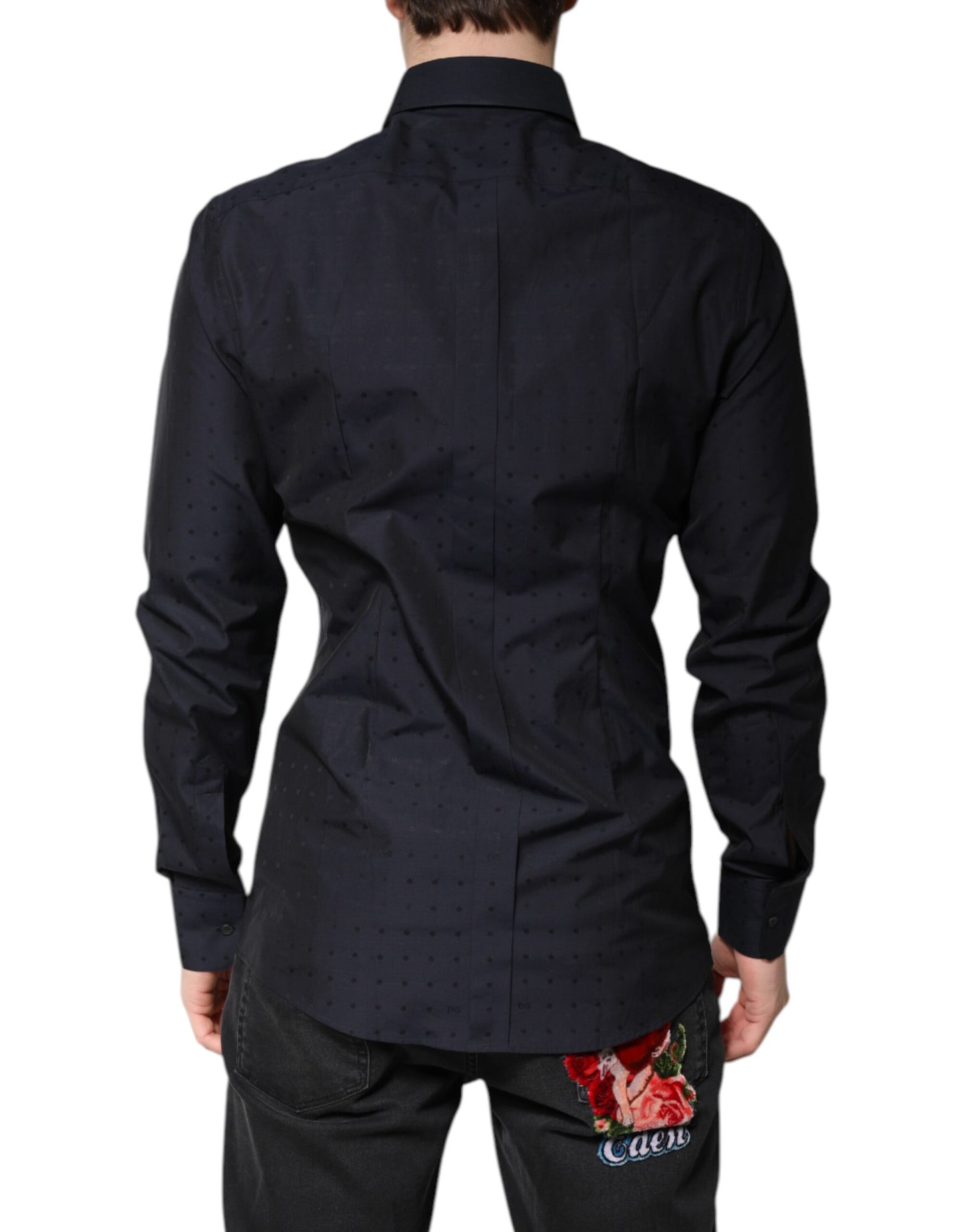 Dolce &amp; Gabbana Schwarzes Baumwoll-GOLD-Herrenhemd