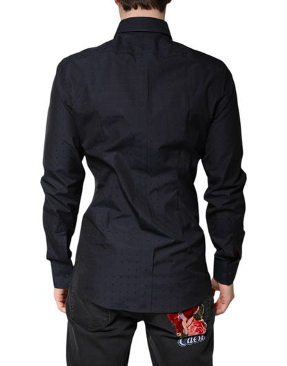 Dolce &amp; Gabbana Schwarzes Baumwoll-GOLD-Herrenhemd