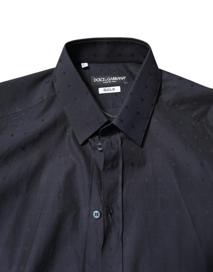 Dolce &amp; Gabbana Schwarzes Baumwoll-GOLD-Herrenhemd