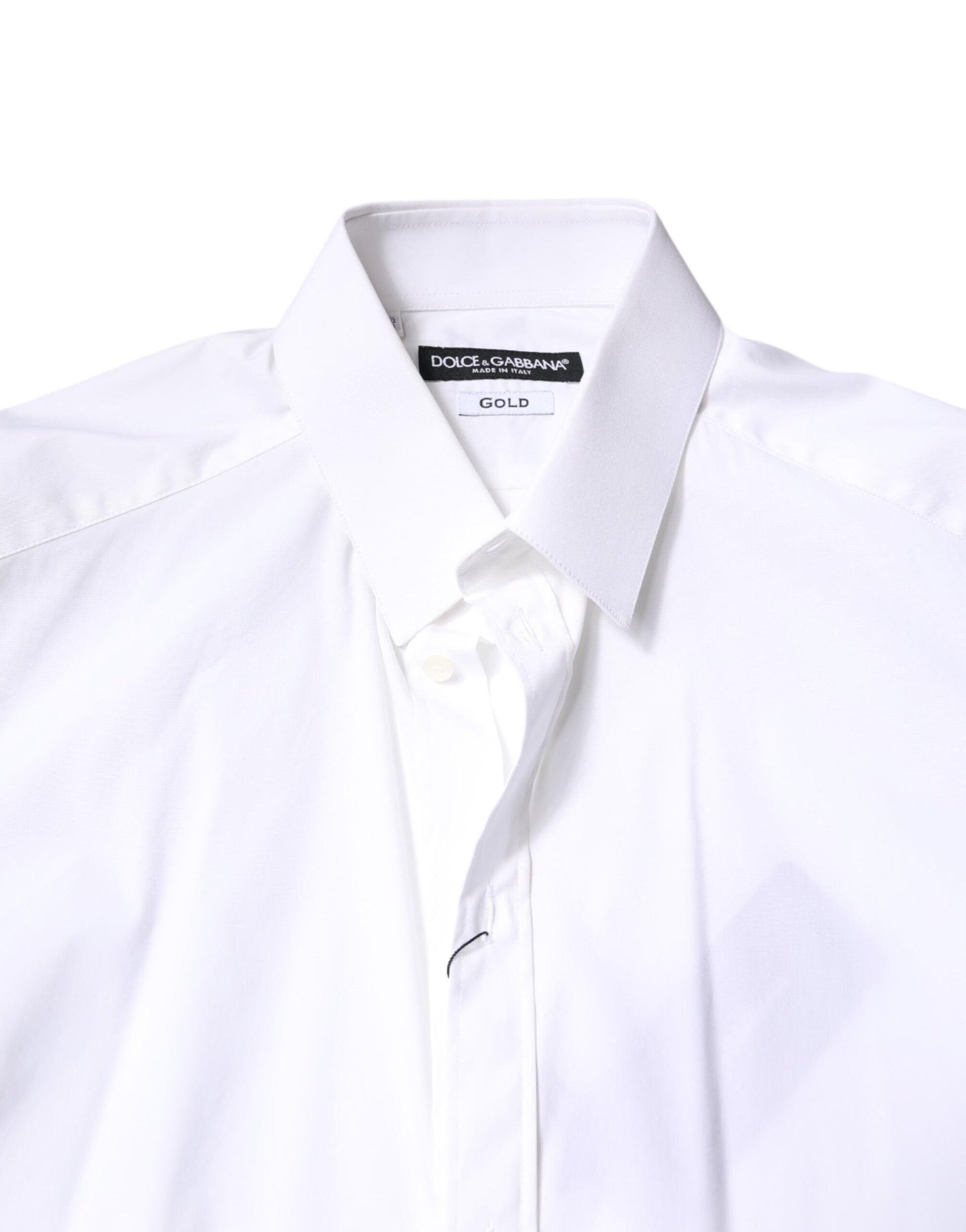 Dolce &amp; Gabbana Weißes, formelles Baumwollhemd mit GOLD-Kragen