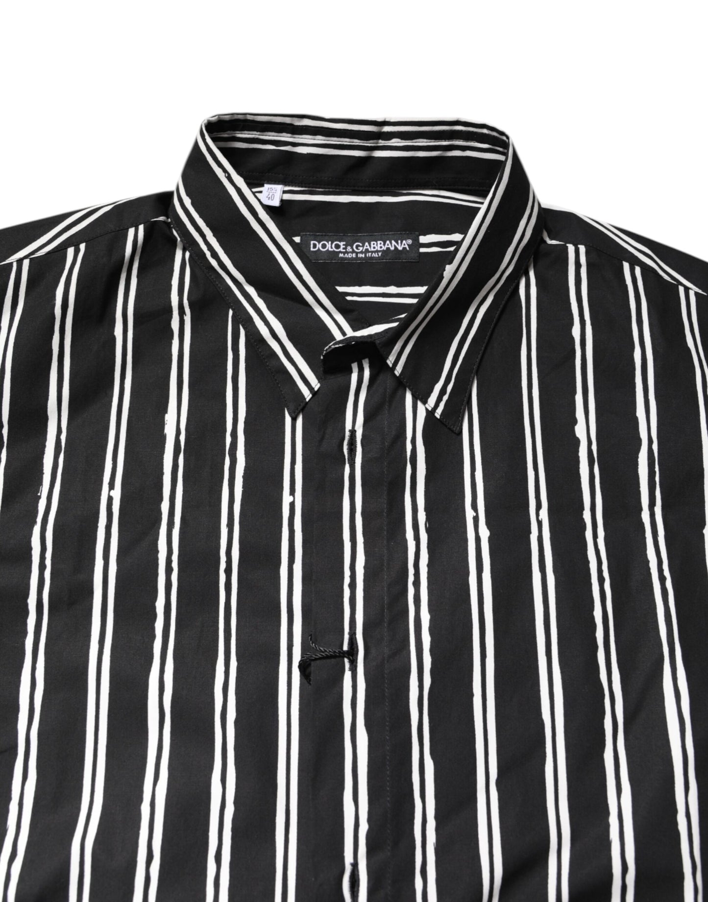 Dolce &amp; Gabbana – Schwarz-weiß gestreiftes Baumwollhemd