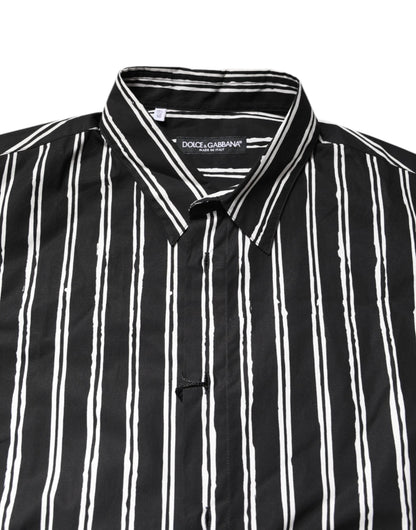 Dolce &amp; Gabbana – Schwarz-weiß gestreiftes Baumwollhemd