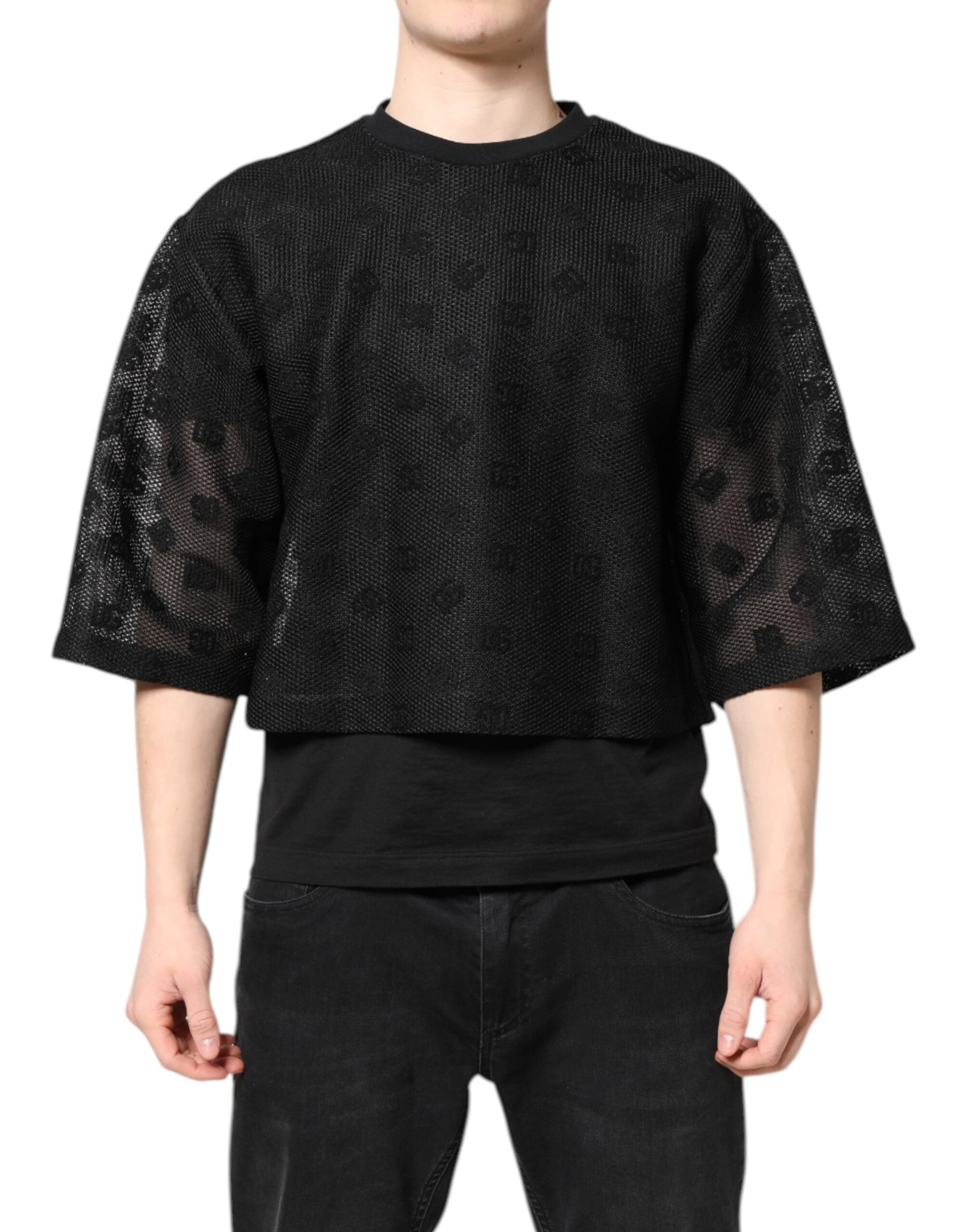 Dolce & Gabbana Black See Through Logo Short Sleeves T-shirt