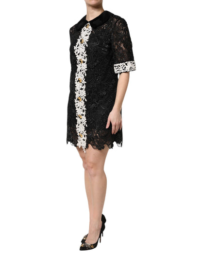 Dolce &amp; Gabbana – Schwarzes Minikleid mit Blumenspitze
