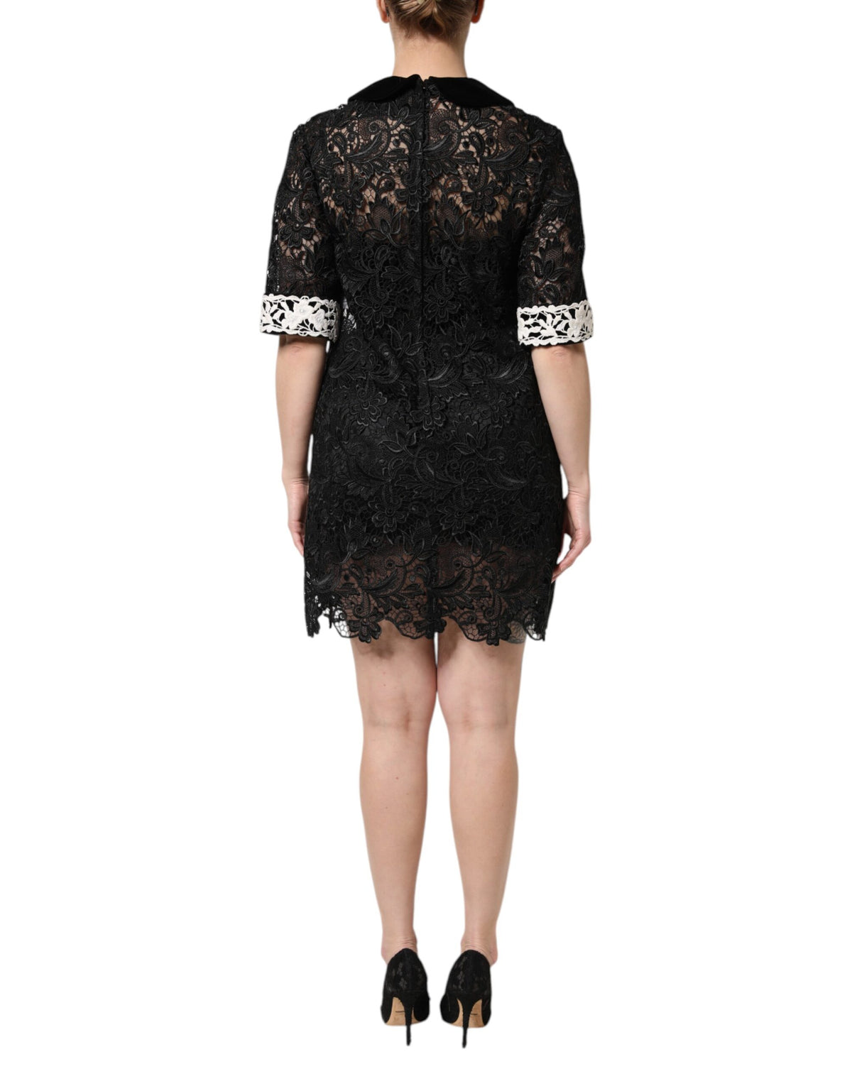 Dolce &amp; Gabbana – Schwarzes Minikleid mit Blumenspitze