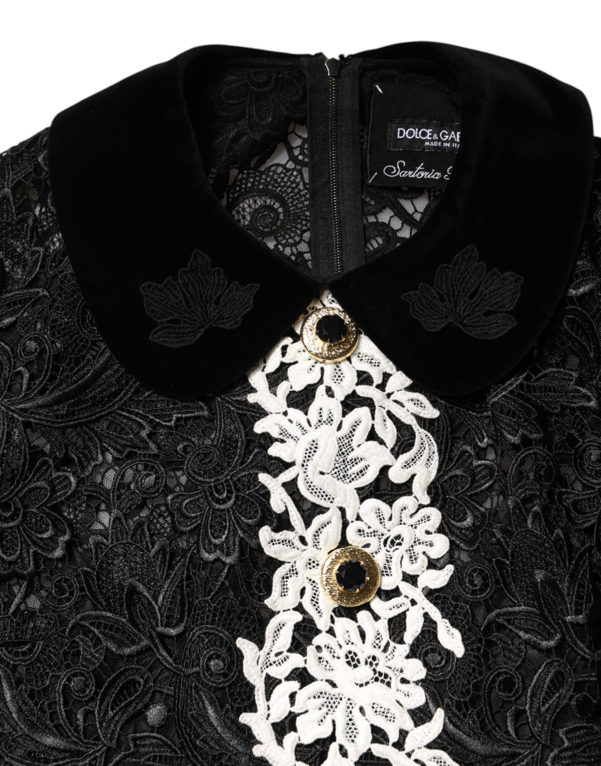 Dolce &amp; Gabbana – Schwarzes Minikleid mit Blumenspitze