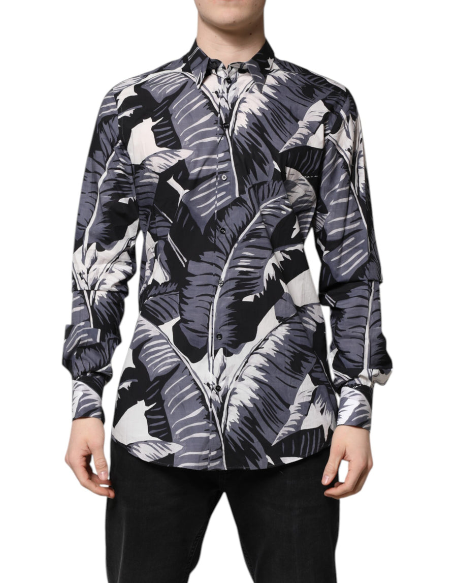 Dolce & Gabbana Mehrfarbiges GOLD-Baumwollhemd mit Bananenblatt-Print