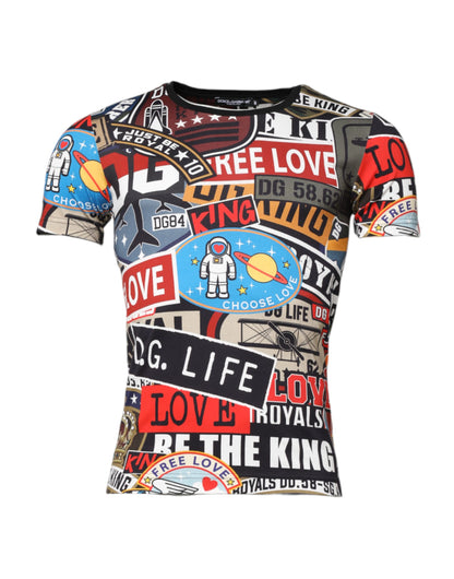 Dolce & Gabbana Multicolor Patchwork Cotton Crew Neck T-shirt