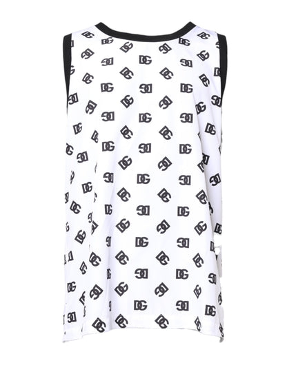 Dolce & Gabbana White Polyester Sleeveless DG Logo T-shirt