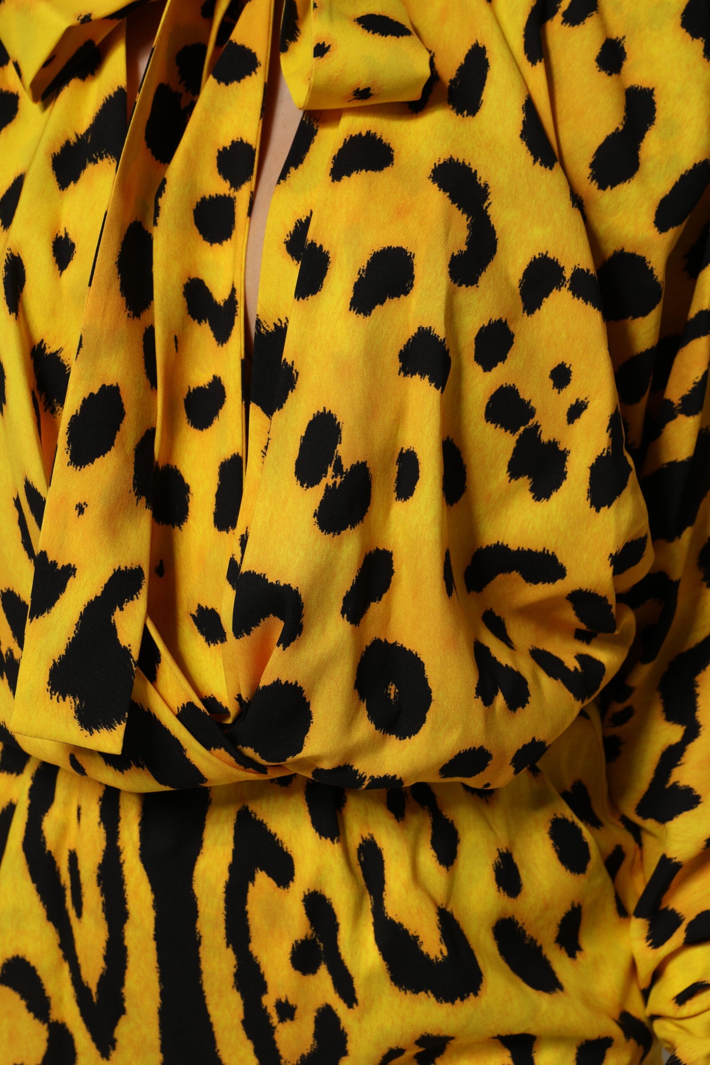 Dolce & Gabbana Yellow Leopard Long Sleeves Jumpsuit Dress