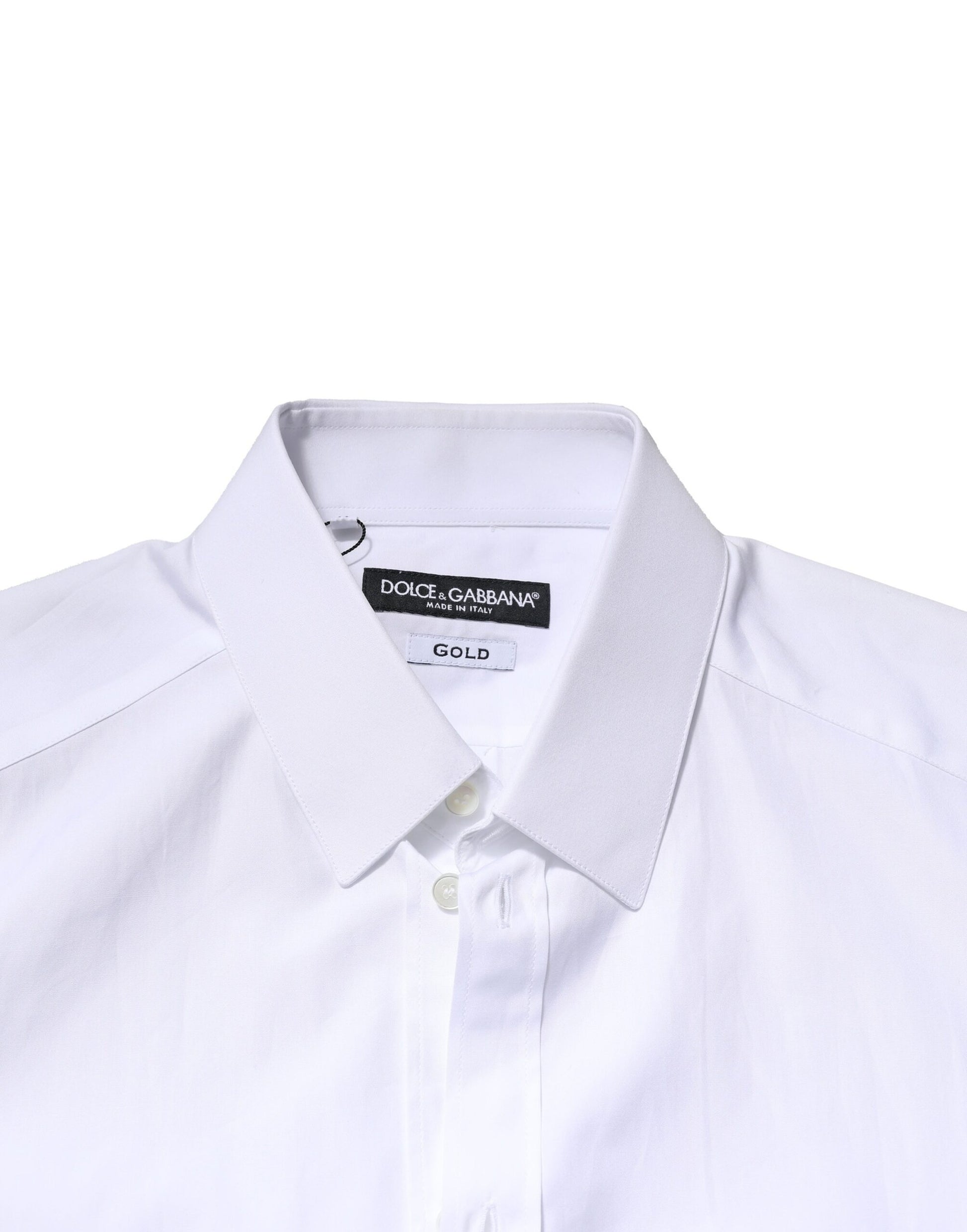 Dolce &amp; Gabbana Weißes, GOLDENES, formelles Baumwollhemd mit Krone