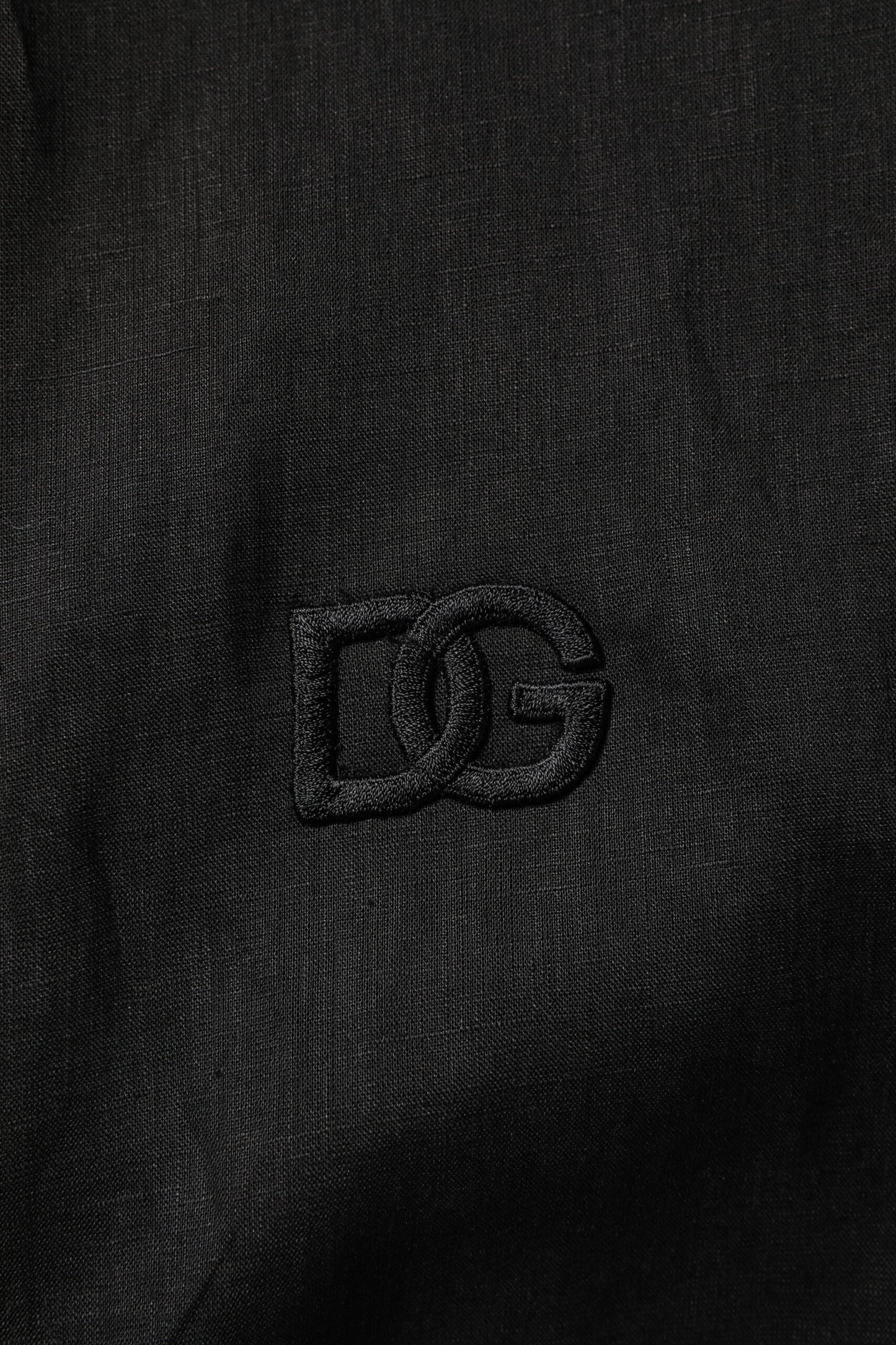 Dolce &amp; Gabbana Schwarzes Leinenhemd mit langen Ärmeln für Herren
