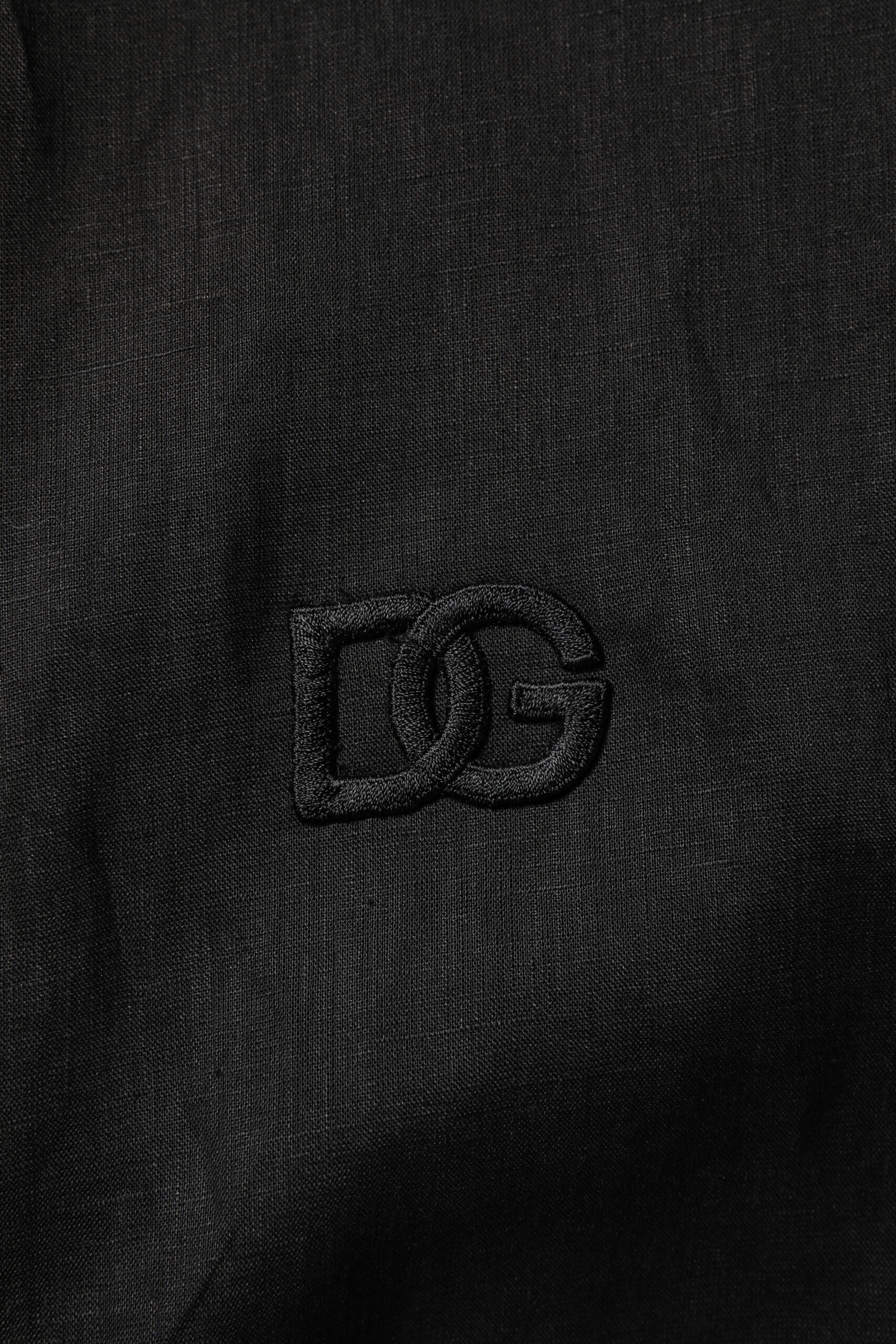Dolce &amp; Gabbana Schwarzes Leinenhemd mit langen Ärmeln für Herren