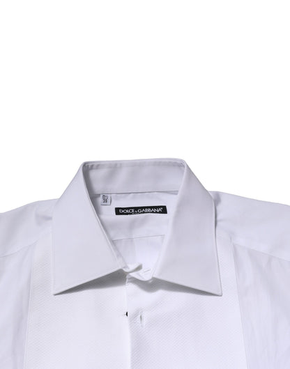 Dolce &amp; Gabbana Weißes, GOLDENES, formelles Baumwollhemd mit Krone