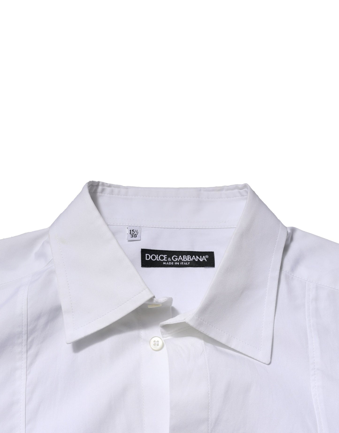 Dolce &amp; Gabbana Weißes formelles Herrenhemd aus Popeline-Baumwolle