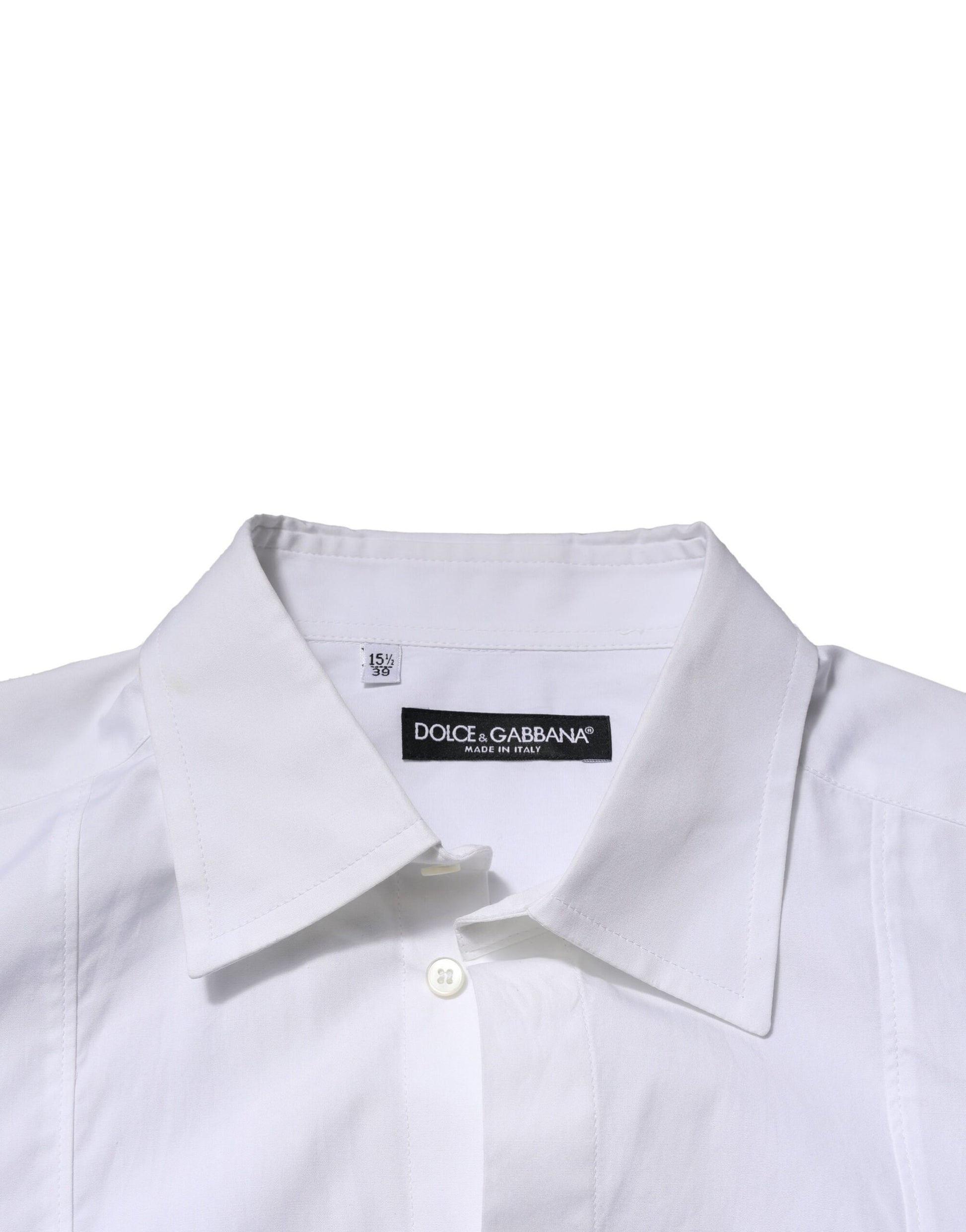 Dolce &amp; Gabbana Weißes formelles Herrenhemd aus Popeline-Baumwolle