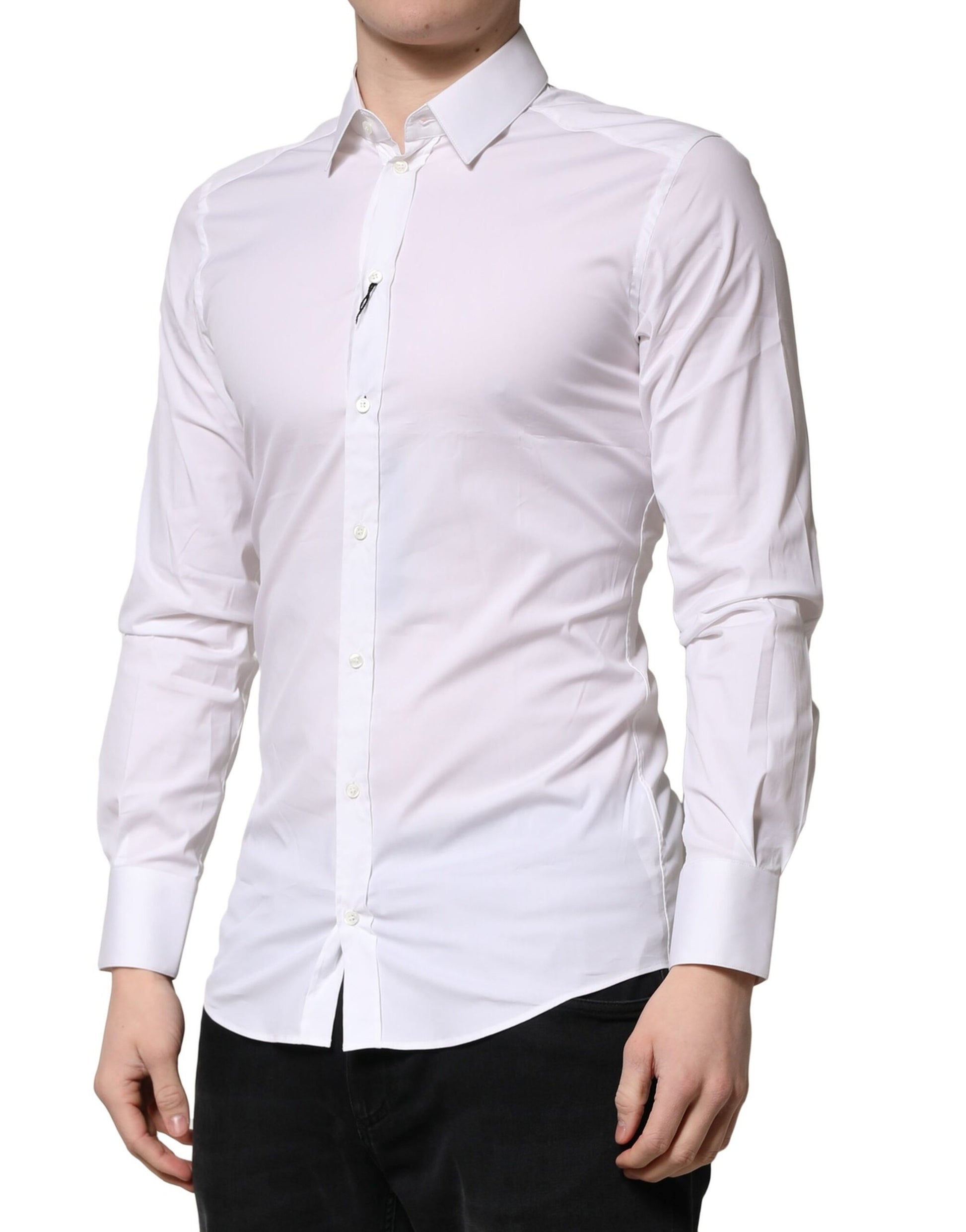 Dolce &amp; Gabbana Weißes GOLD Baumwolle Herren Formelles Hemd