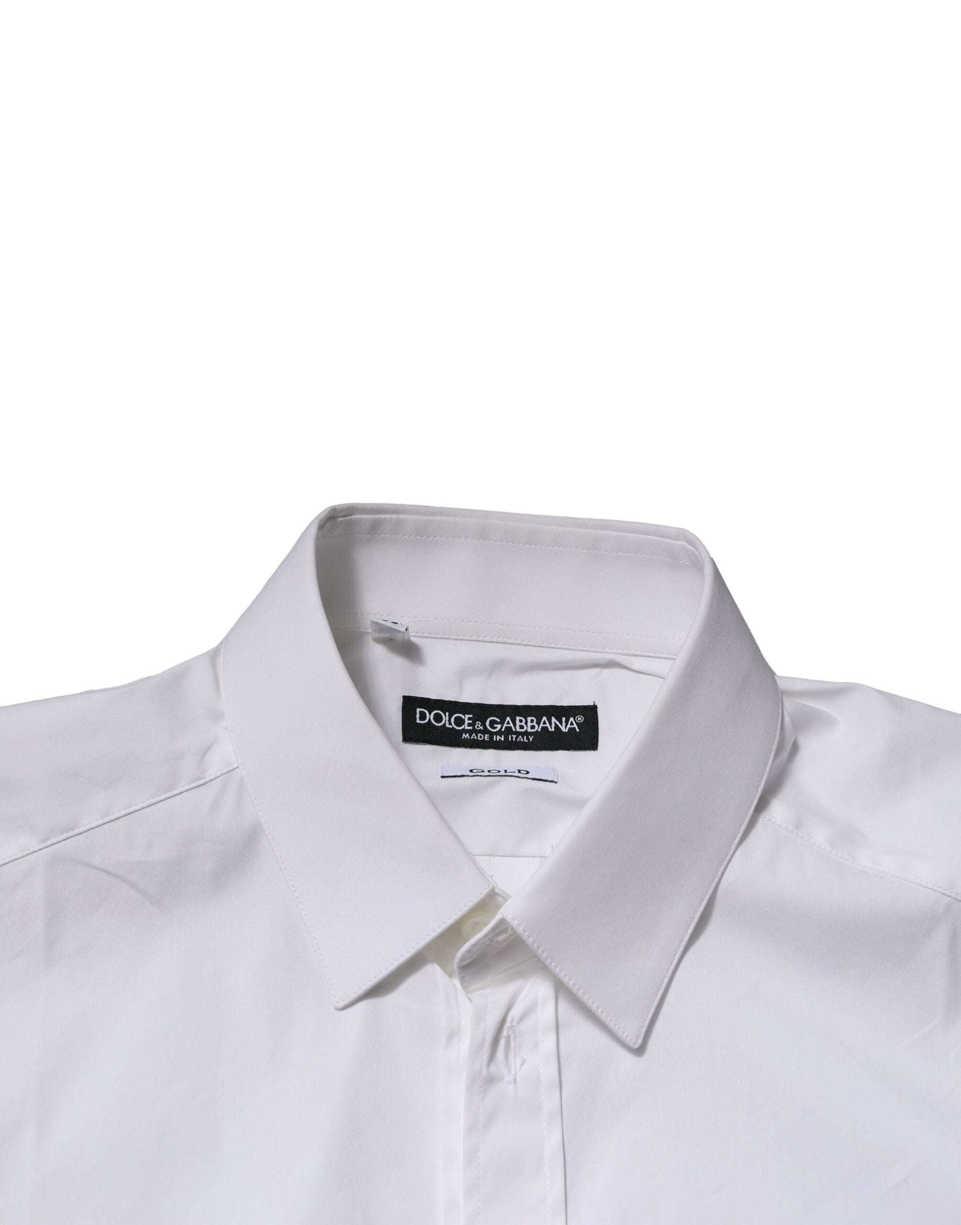 Dolce &amp; Gabbana Weißes GOLD Baumwolle Herren Formelles Hemd