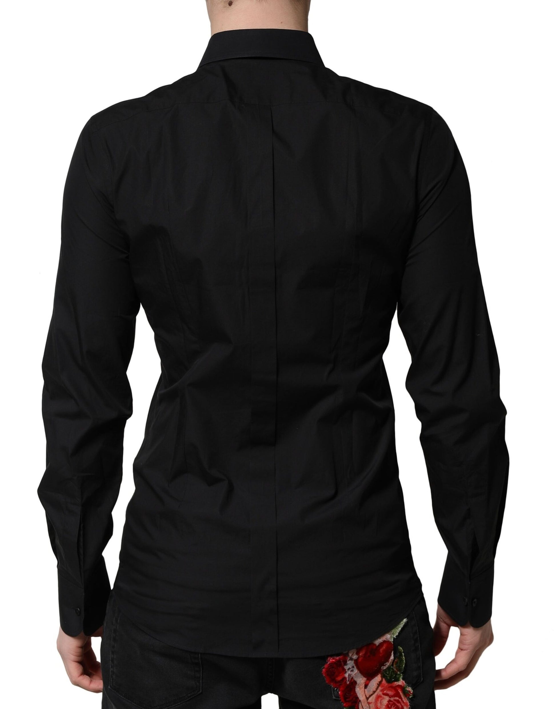 Dolce &amp; Gabbana Schwarzes GOLD Langarm-Formelles Hemd