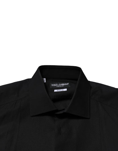Dolce &amp; Gabbana Schwarzes GOLD Langarm-Formelles Hemd