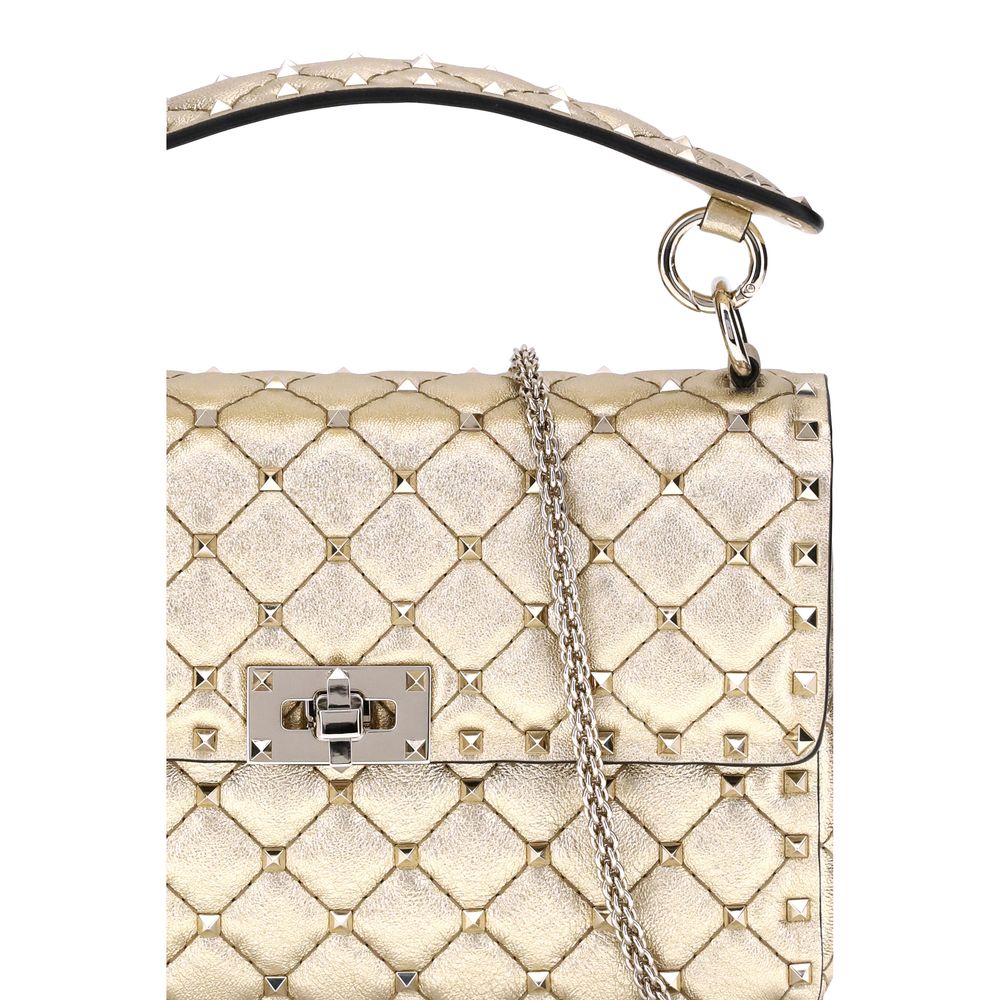 Valentino Garavani Gold Calf Leather Bos Taurus Shoulder Bag