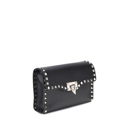 Valentino Garavani Black Calf Leather Bos Taurus Shoulder Bag