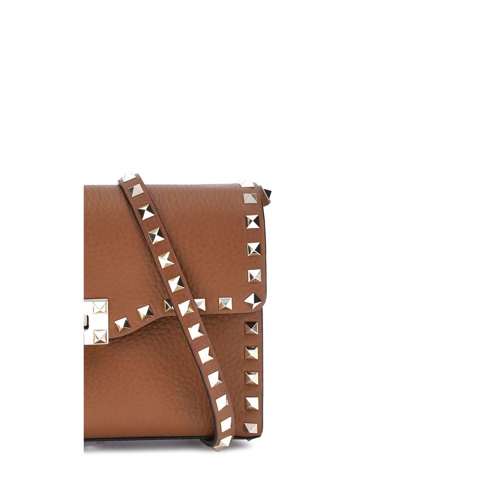 Valentino Garavani Brown Calf Leather Bos Taurus Shoulder Bag