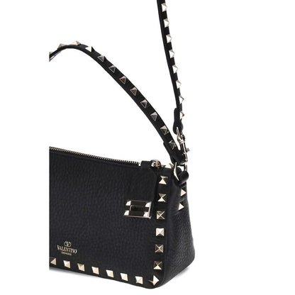 Valentino Garavani Black Calf Leather Bos Taurus Shoulder Bag