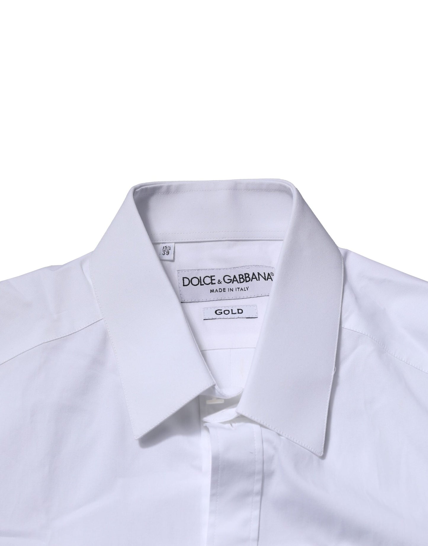 Dolce &amp; Gabbana – Weißes, langärmliges, formelles Hemd aus Baumwolle in GOLD