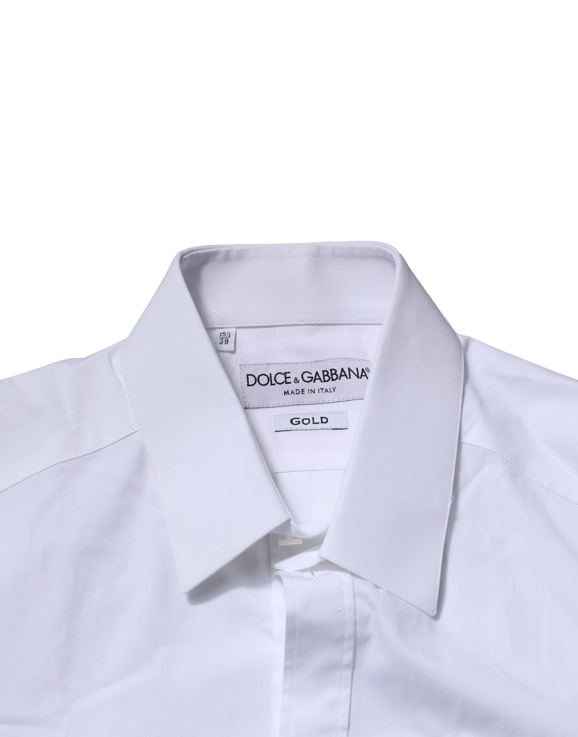 Dolce &amp; Gabbana – Weißes, langärmliges, formelles Hemd aus Baumwolle in GOLD