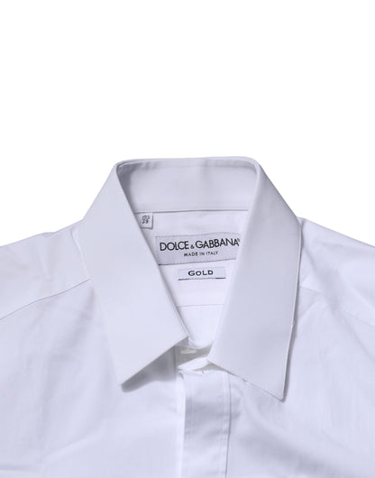 Dolce &amp; Gabbana – Weißes, langärmliges, formelles Hemd aus Baumwolle in GOLD