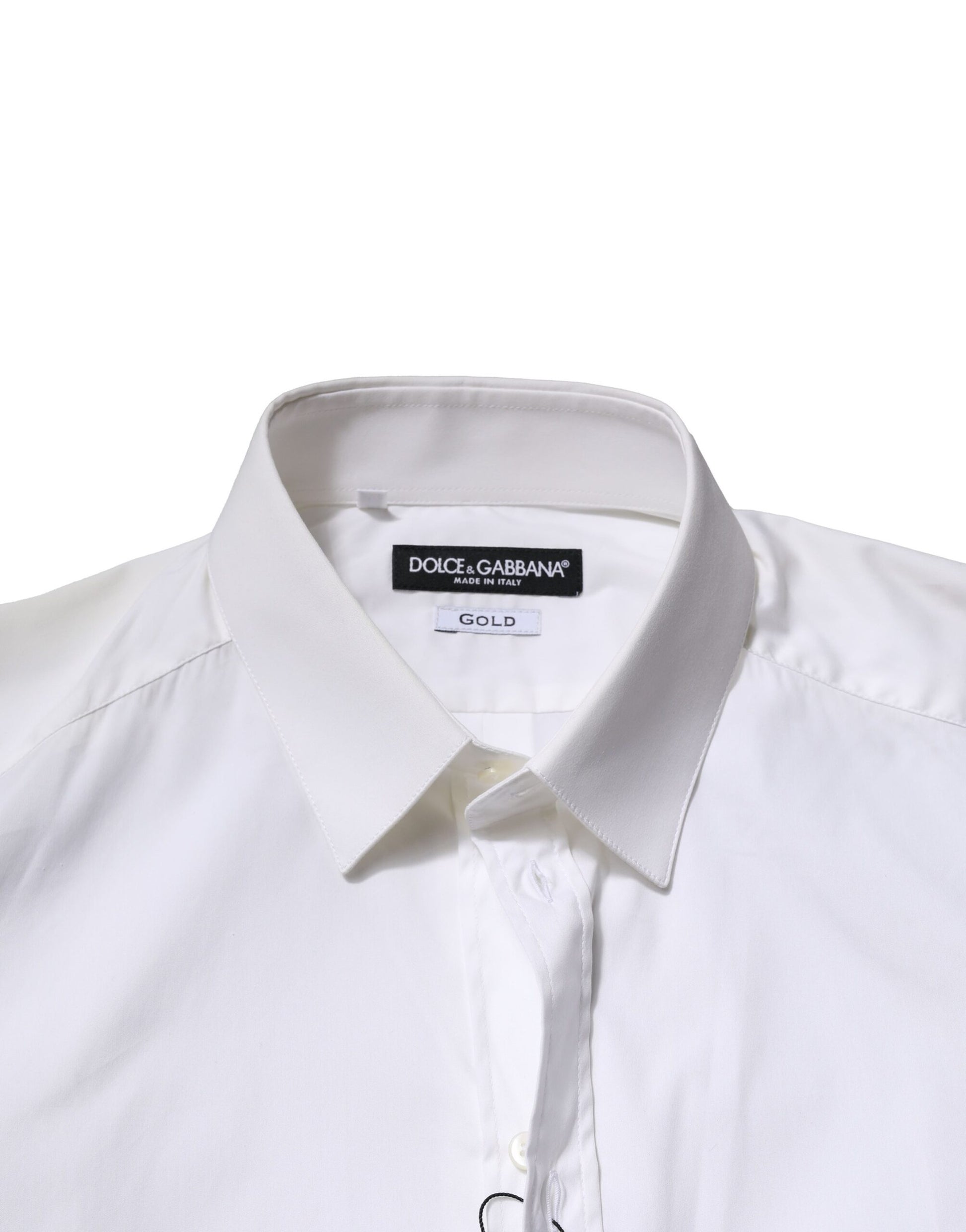 Dolce &amp; Gabbana – Weißes, langärmliges, formelles Hemd aus Baumwolle in GOLD