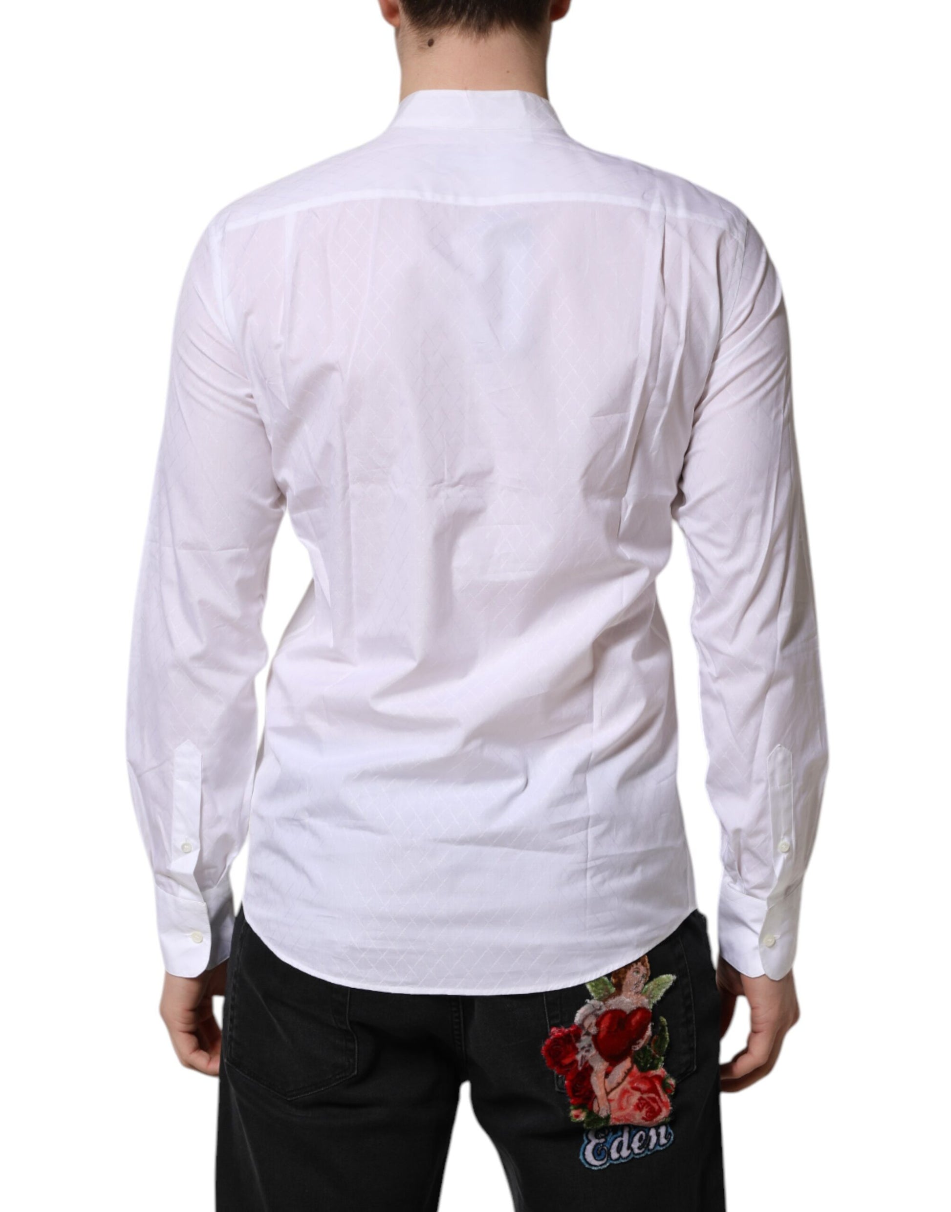 Dolce &amp; Gabbana – Schmales, langärmliges, formelles Hemd aus weißer Baumwolle