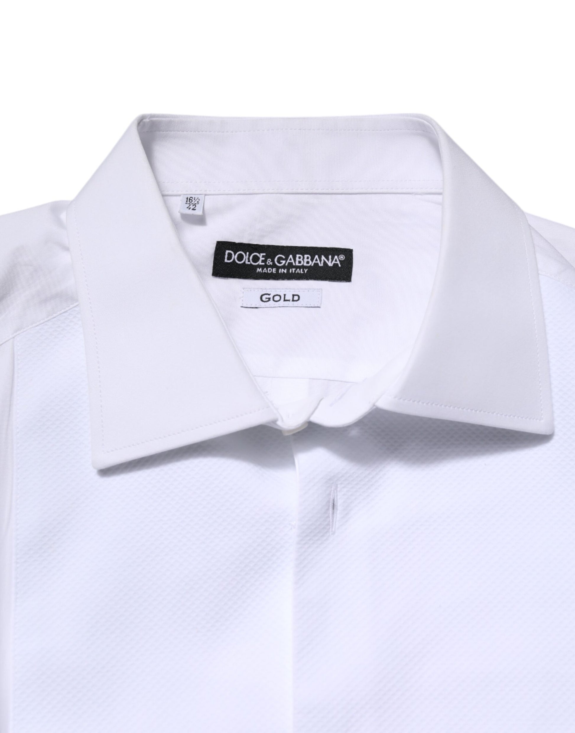 Dolce &amp; Gabbana Weißes Seiden-Popeline-Hemd GOLD für Herren