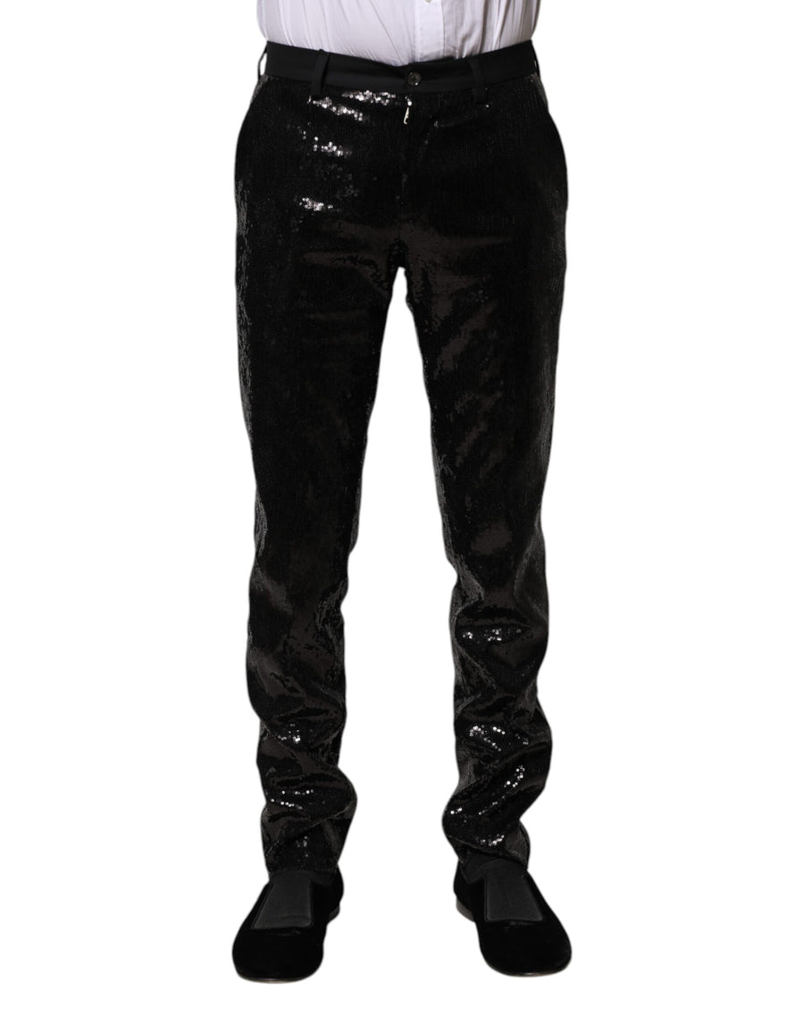 Dolce & Gabbana Schwarze Hose mit Paillettenverzierung