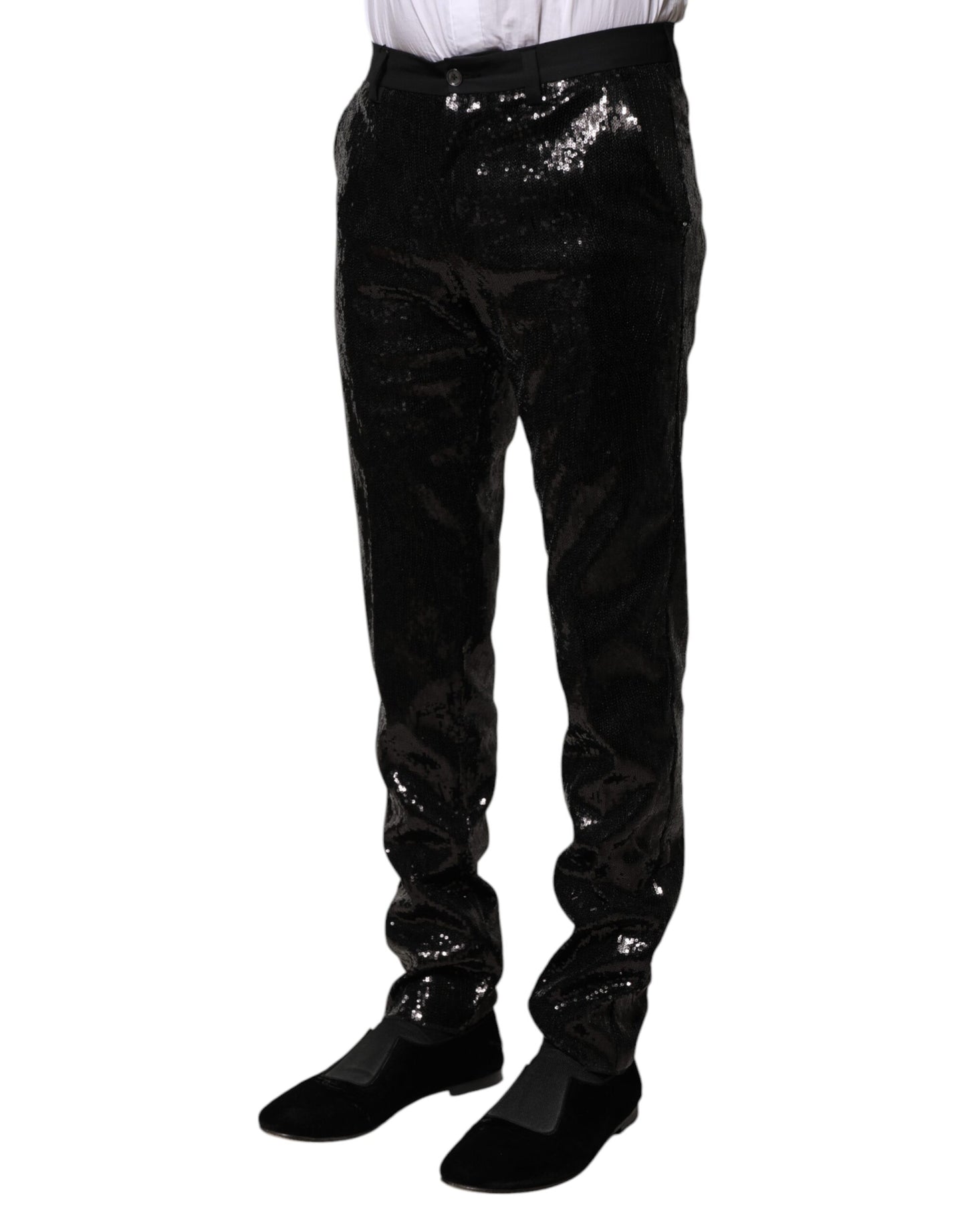 Dolce &amp; Gabbana Schwarze Hose mit Paillettenverzierung