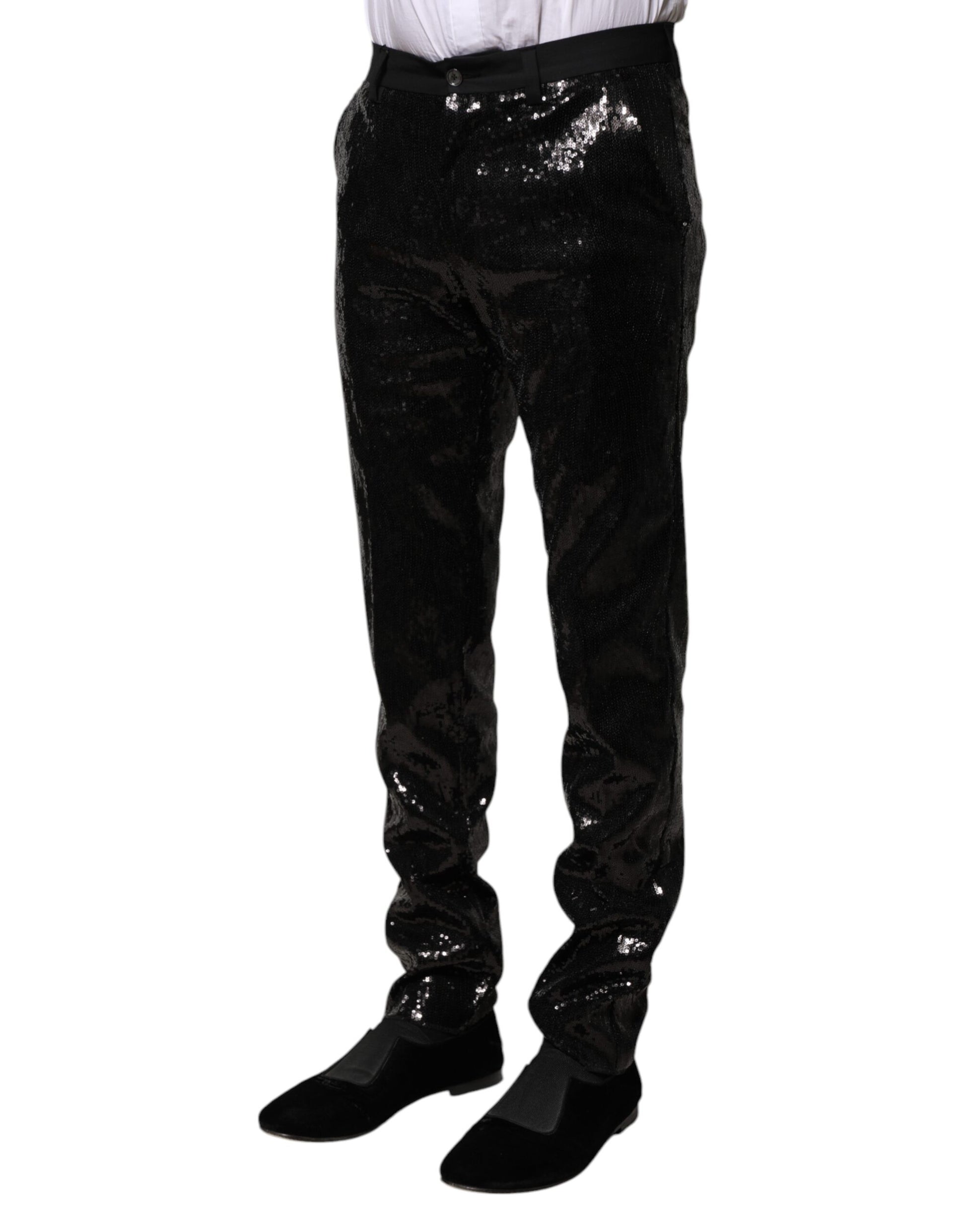 Dolce &amp; Gabbana Schwarze Hose mit Paillettenverzierung