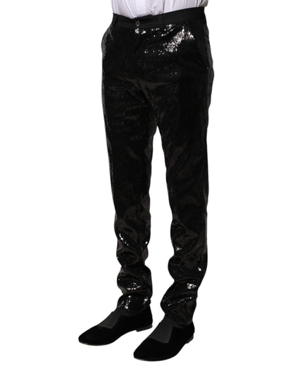 Dolce &amp; Gabbana Schwarze Hose mit Paillettenverzierung