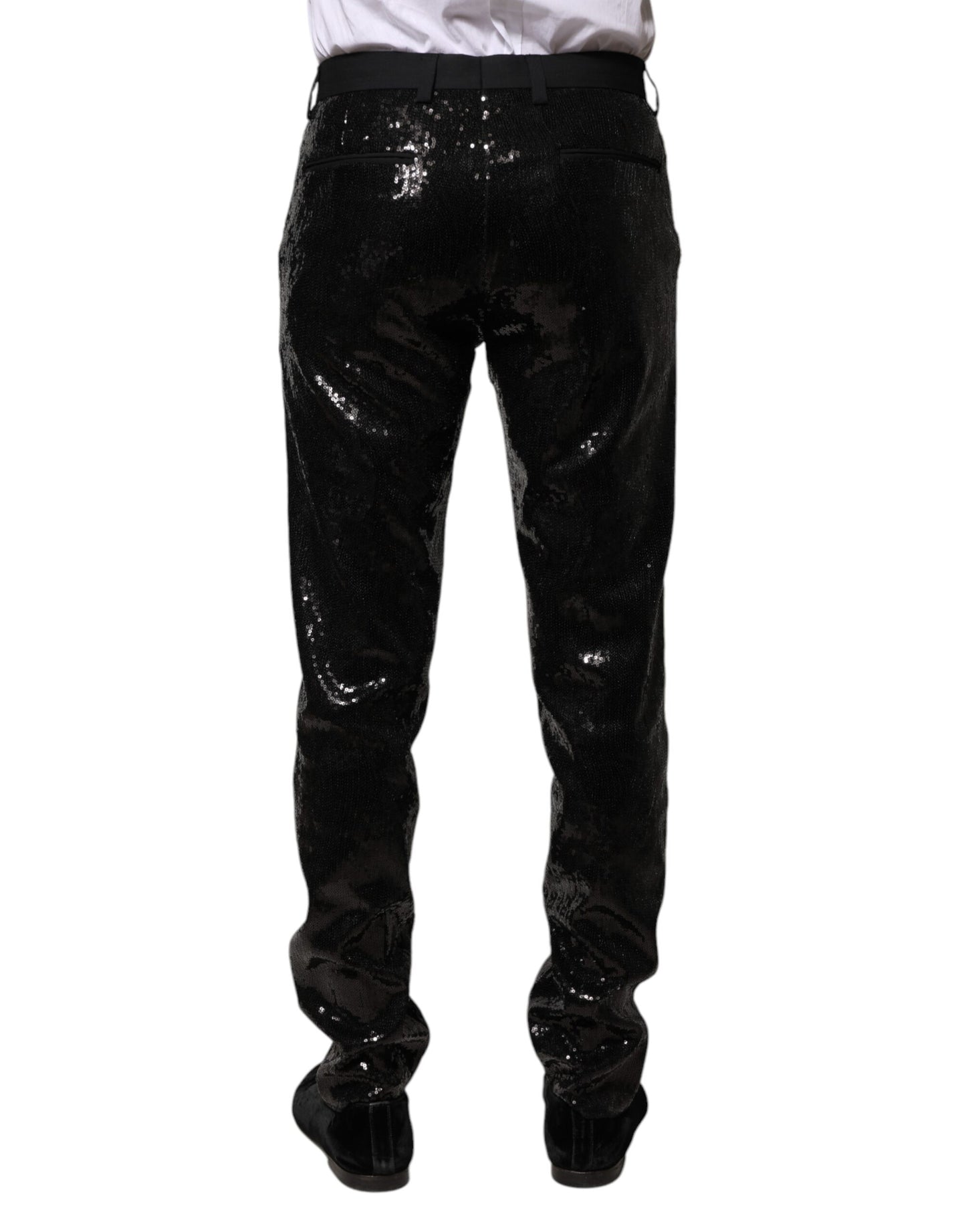 Dolce &amp; Gabbana Schwarze Hose mit Paillettenverzierung