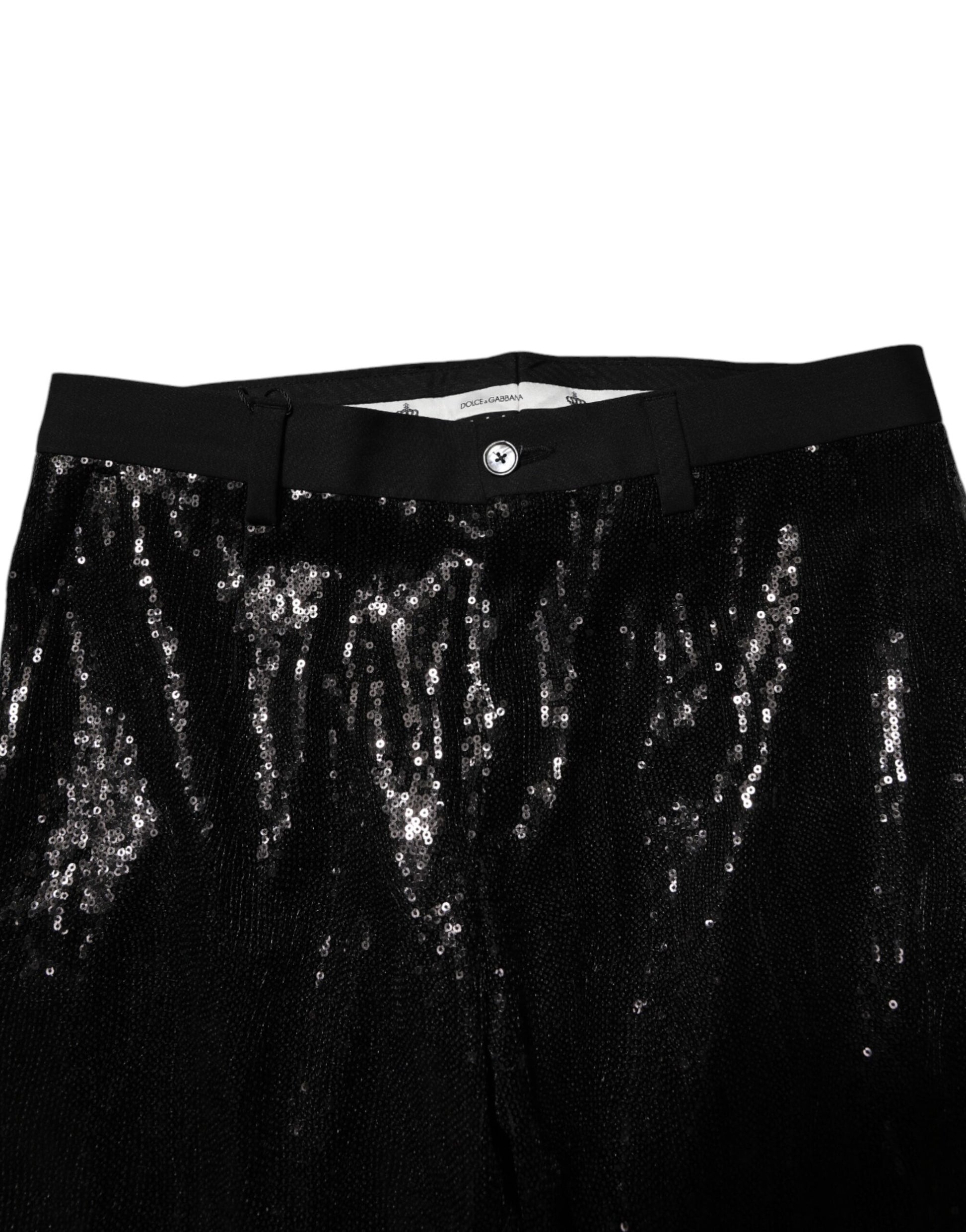 Dolce &amp; Gabbana Schwarze Hose mit Paillettenverzierung