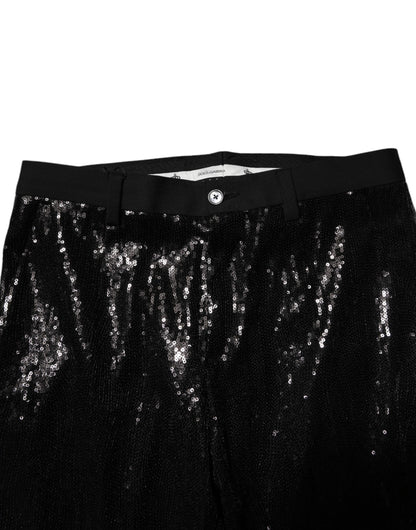 Dolce &amp; Gabbana Schwarze Hose mit Paillettenverzierung