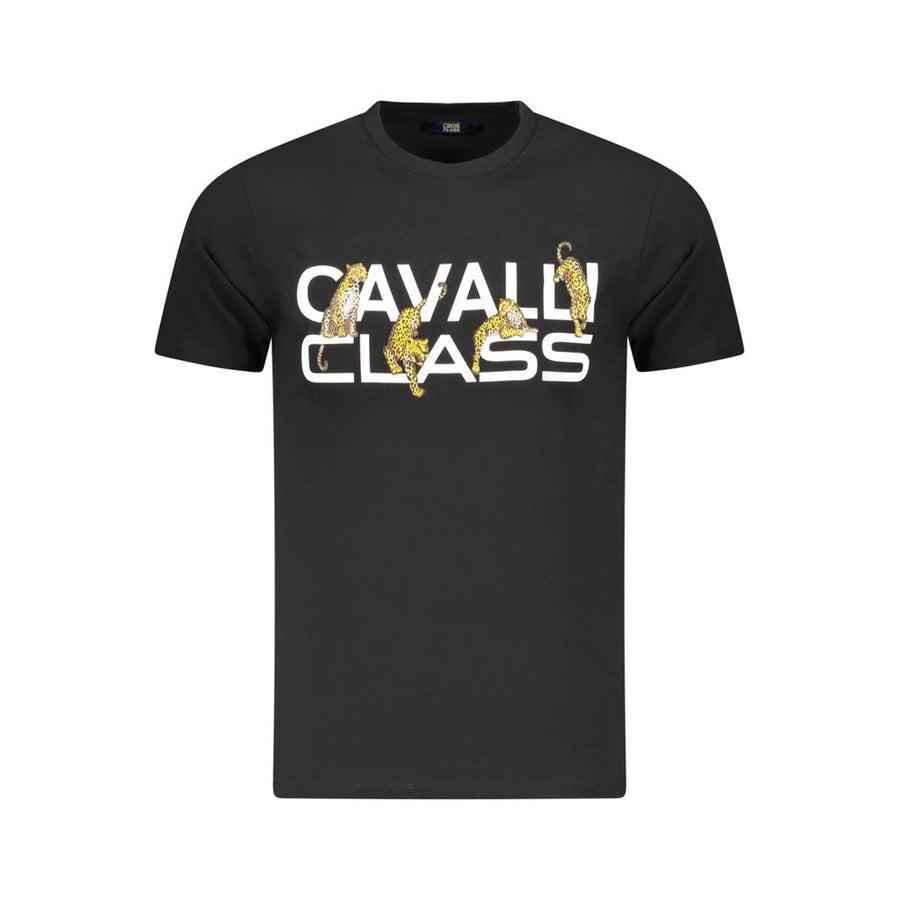 Cavalli Class Black Cotton Men T-Shirt