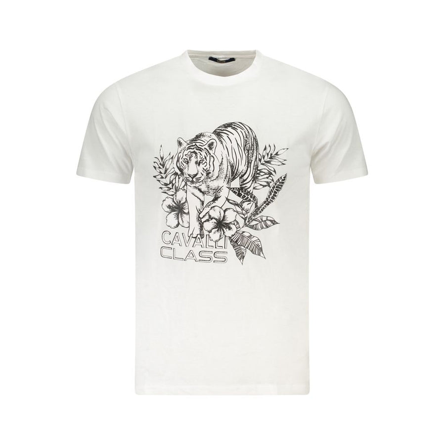 Cavalli Class White Cotton Men T-Shirt