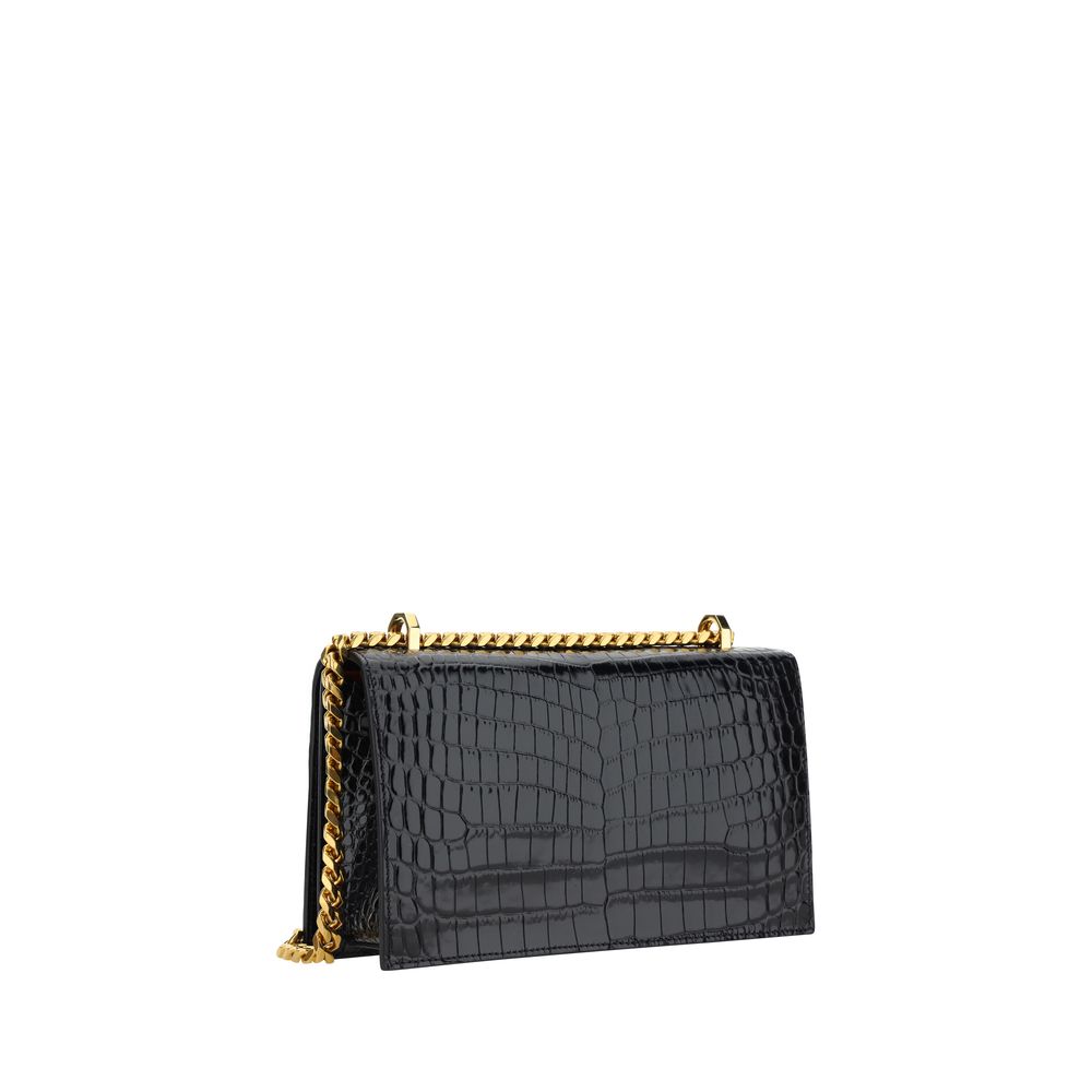 Alexander McQueen Black Calf Leather Bos Taurus Shoulder Bag