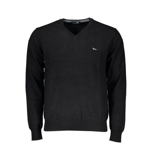 Harmont &amp; Blaine – Eleganter, bestickter schwarzer Pullover mit V-Ausschnitt