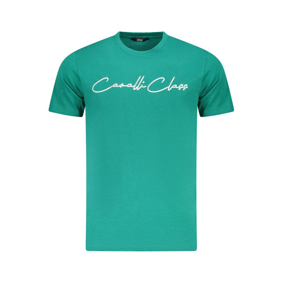 Cavalli Class Green Cotton Men T-Shirt