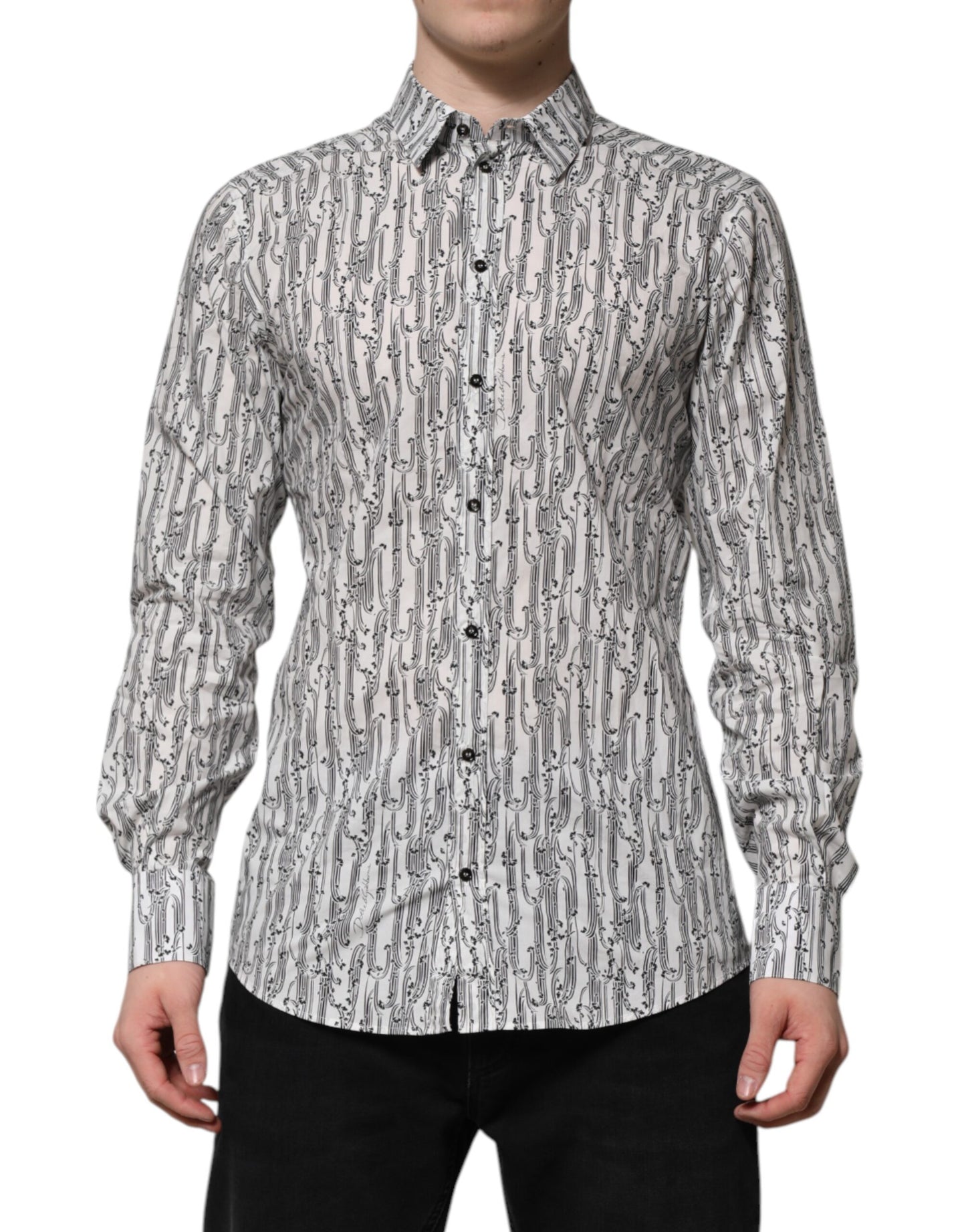 Dolce &amp; Gabbana – Lässiges Langarmhemd mit Blumenmuster in Weiß