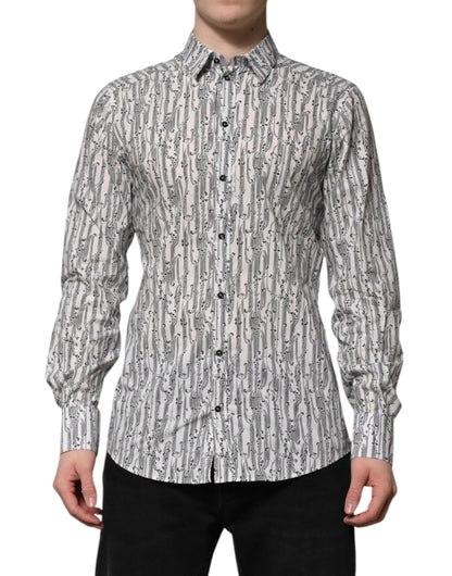 Dolce &amp; Gabbana – Lässiges Langarmhemd mit Blumenmuster in Weiß