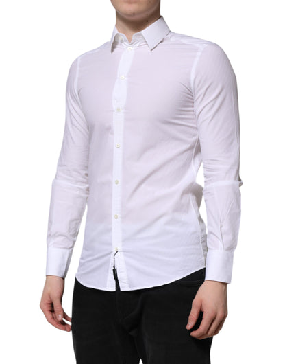 Dolce &amp; Gabbana Weißes Langarm-Martini-Hemd aus Baumwolle