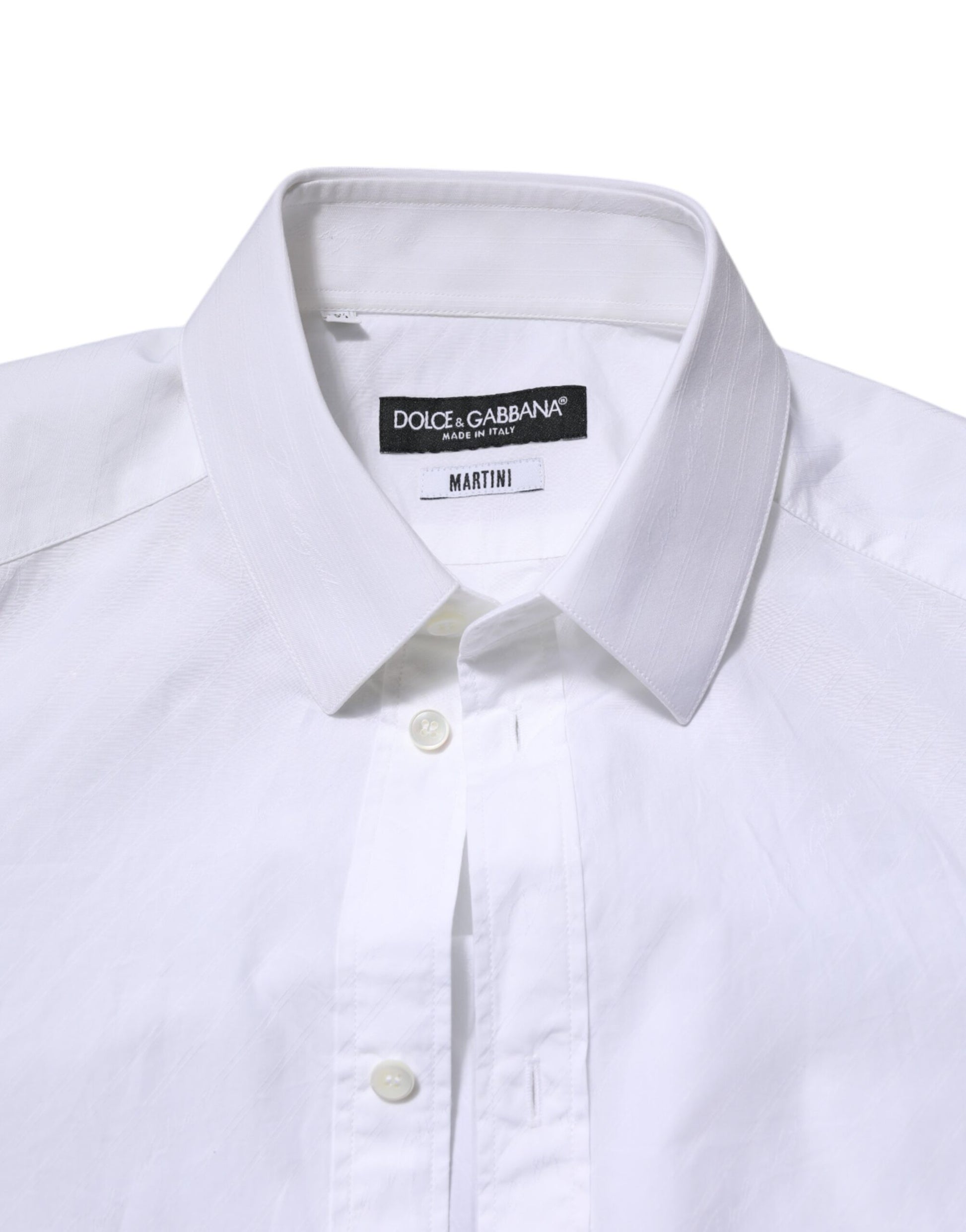 Dolce &amp; Gabbana Weißes Langarm-Martini-Hemd aus Baumwolle